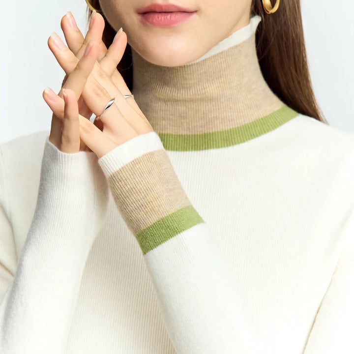 Autumn Turtleneck Slim Fit Patchwork Sweater