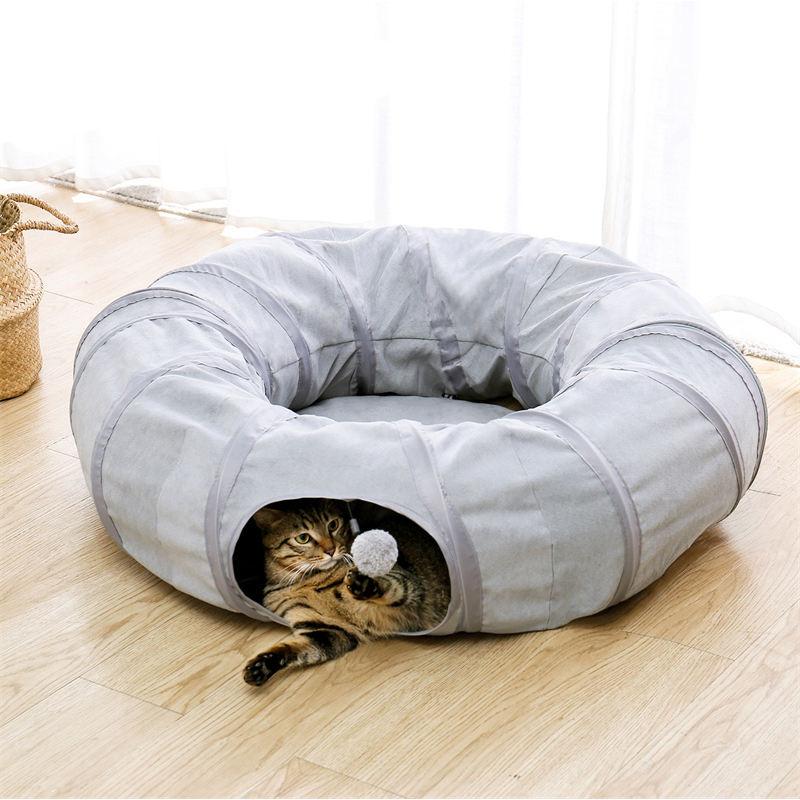 Interactive Collapsible Cat Tunnel Bed