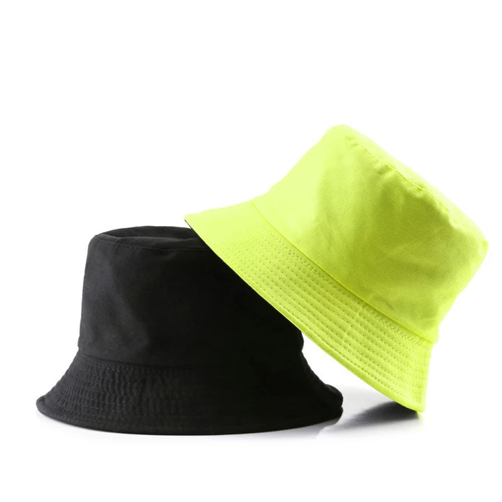 Classic Cotton Black Reversible Bucket Hat – Casual Sun Cap for Outdoor Adventures