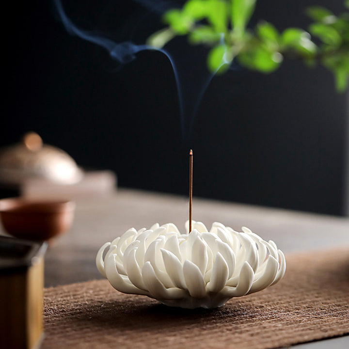 Chrysanthemum Ceramic Incense Burner