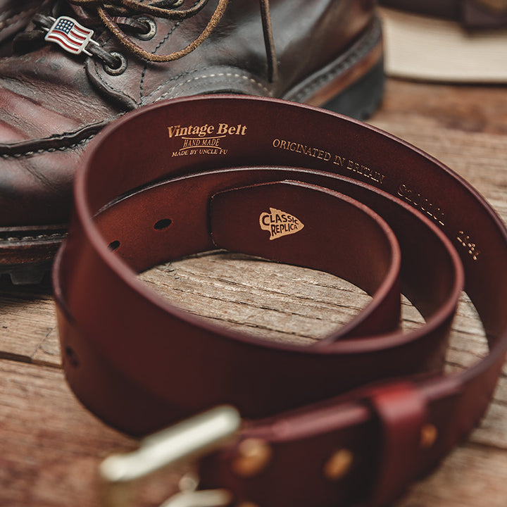 Men's Classic Cow Leather Belt with Retro Pin Buckle