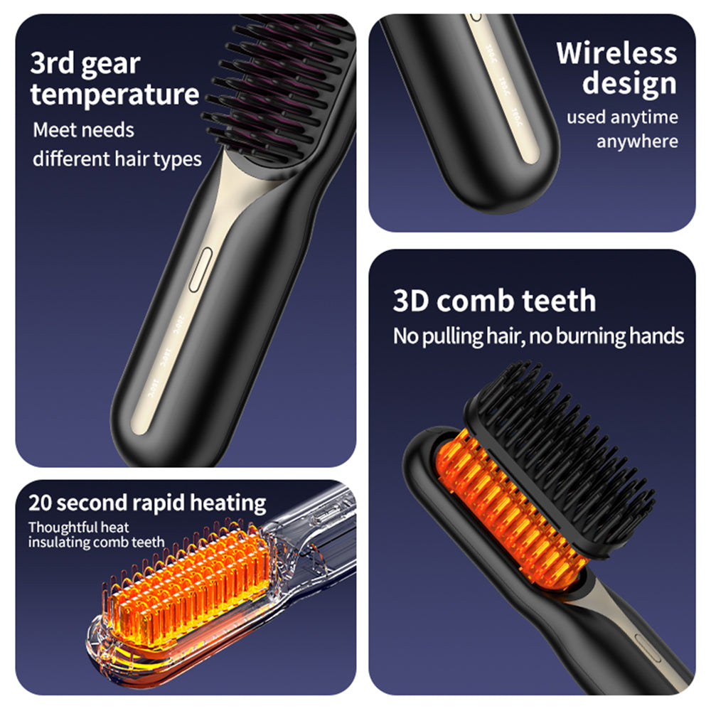 Wireless Ceramic Hair Straightener Hot Comb