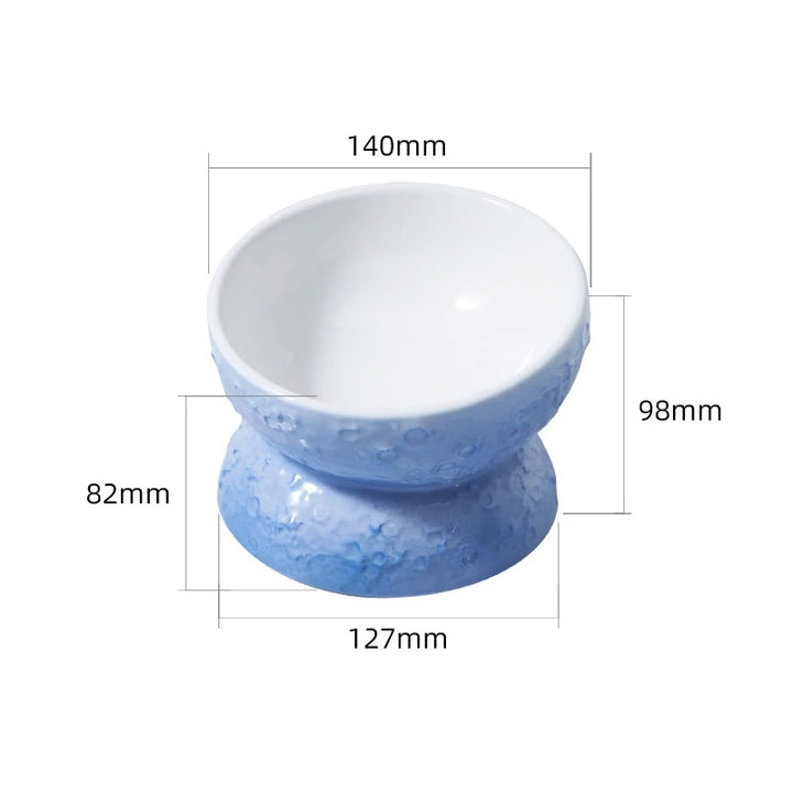 Elevated Cat Planet Shape Ceramic Bowl for Small Dogs