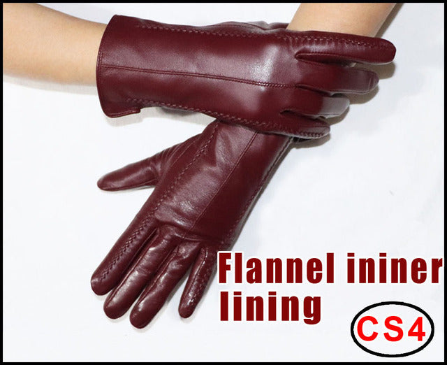 Women's Sheepskin Gloves Winter Warmth Plus Velvet Short Thi