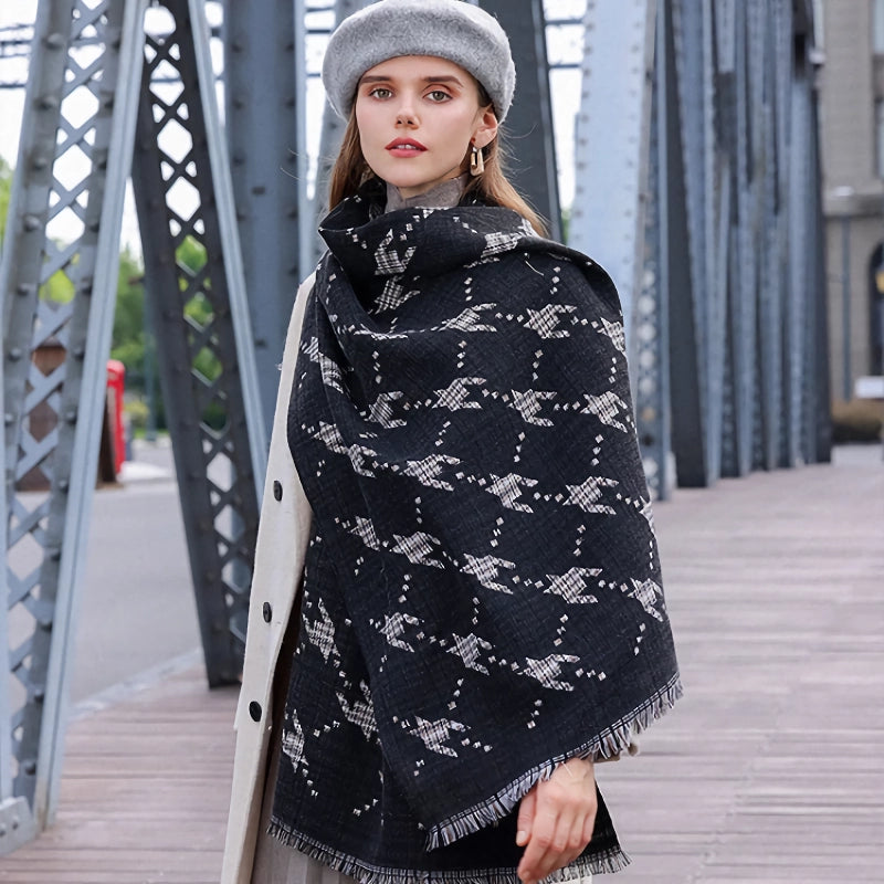 Houndstooth Imitation Cashmere Scarf Shawl Wrap