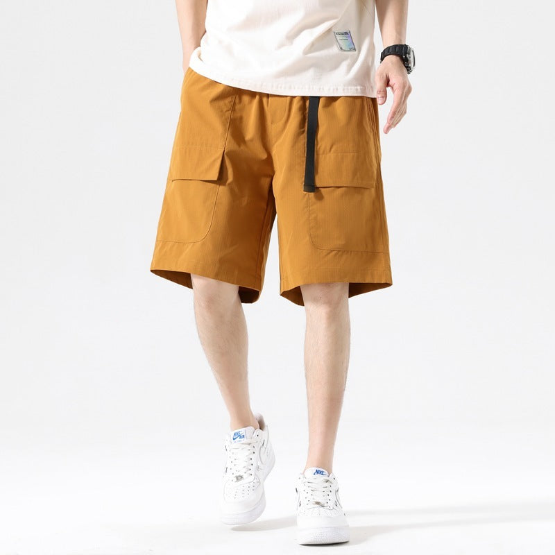 Men's Design Sense Niche Pocket Wide-leg Pants Straight Loose Casual Pants Cropped Pants Shorts