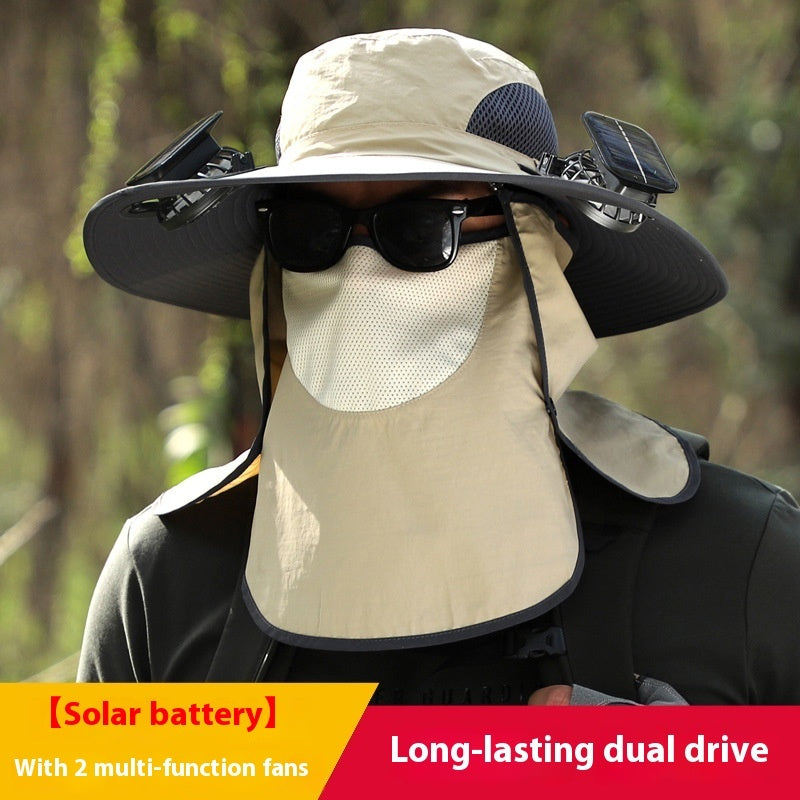 Quick-drying Solar Fan Outdoor Big Brim Sun Hat