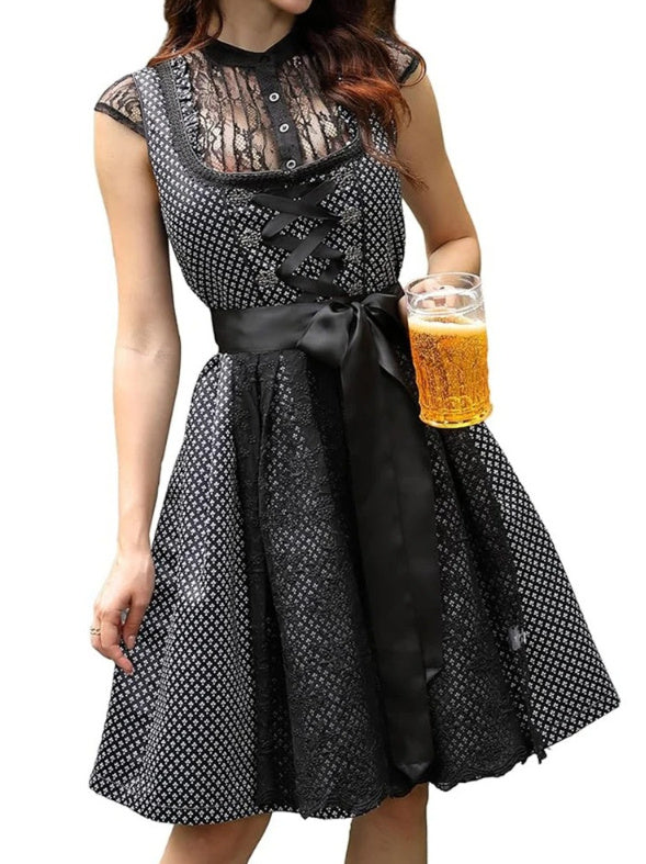 Spring And Summer Beer Suit Short Sleeve Tied Dress