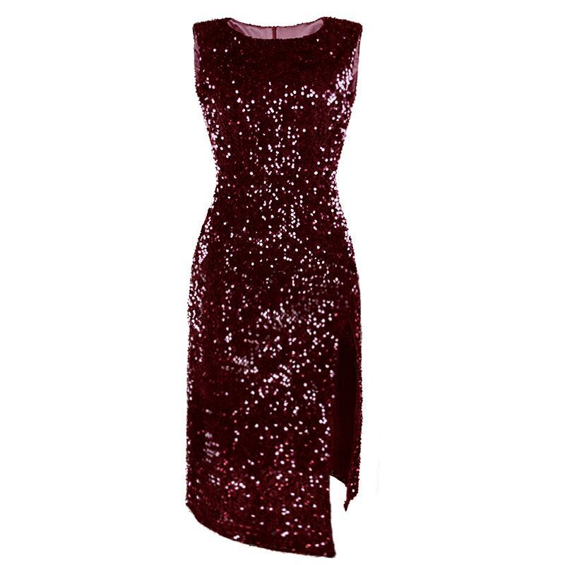 Women's Dress Skirt Irregular Sequined Slit Dress