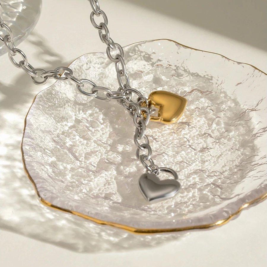 Gold Plated Stainless Steel Heart Pendant Necklace