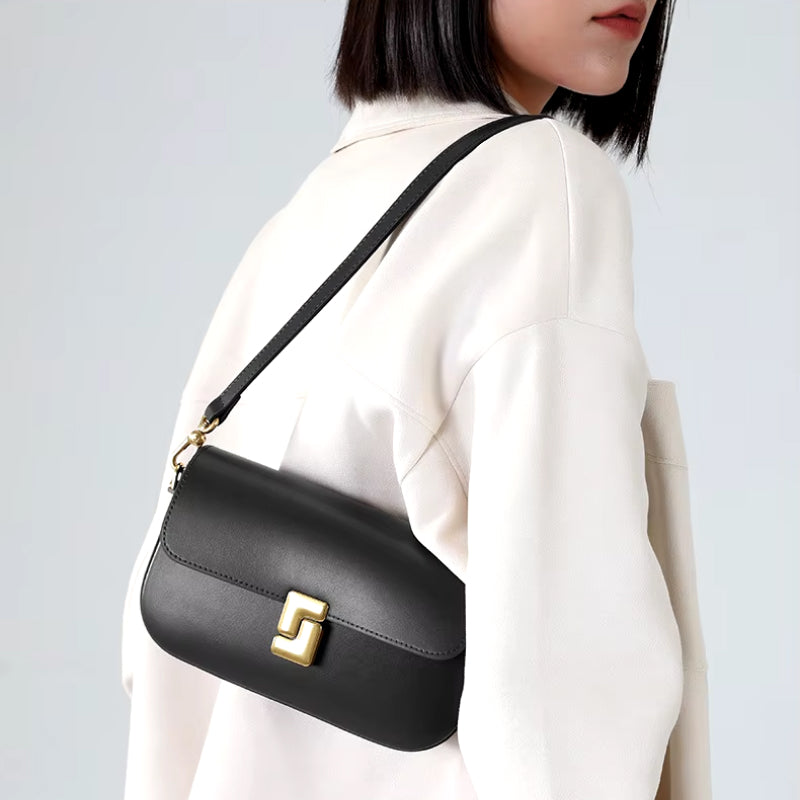 Genuine Leather Minimalist Small Square Shoulder Bag