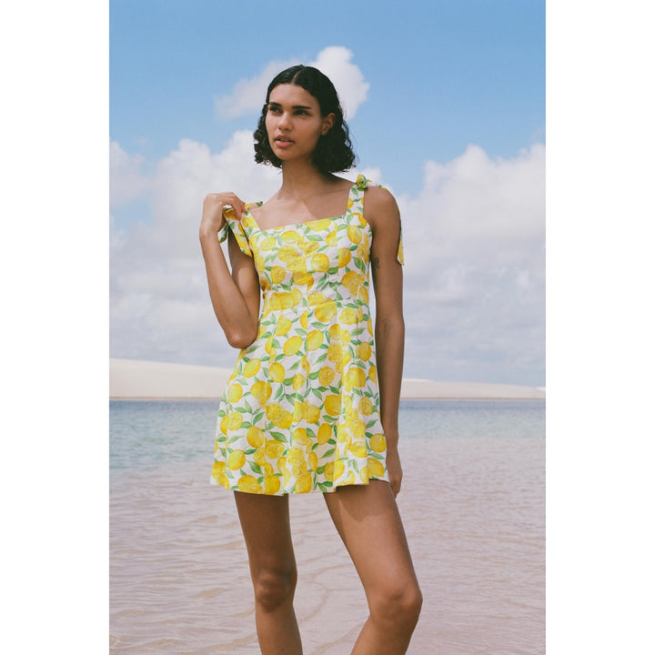 Fruit Print Sleeveless Summer Beach Dress