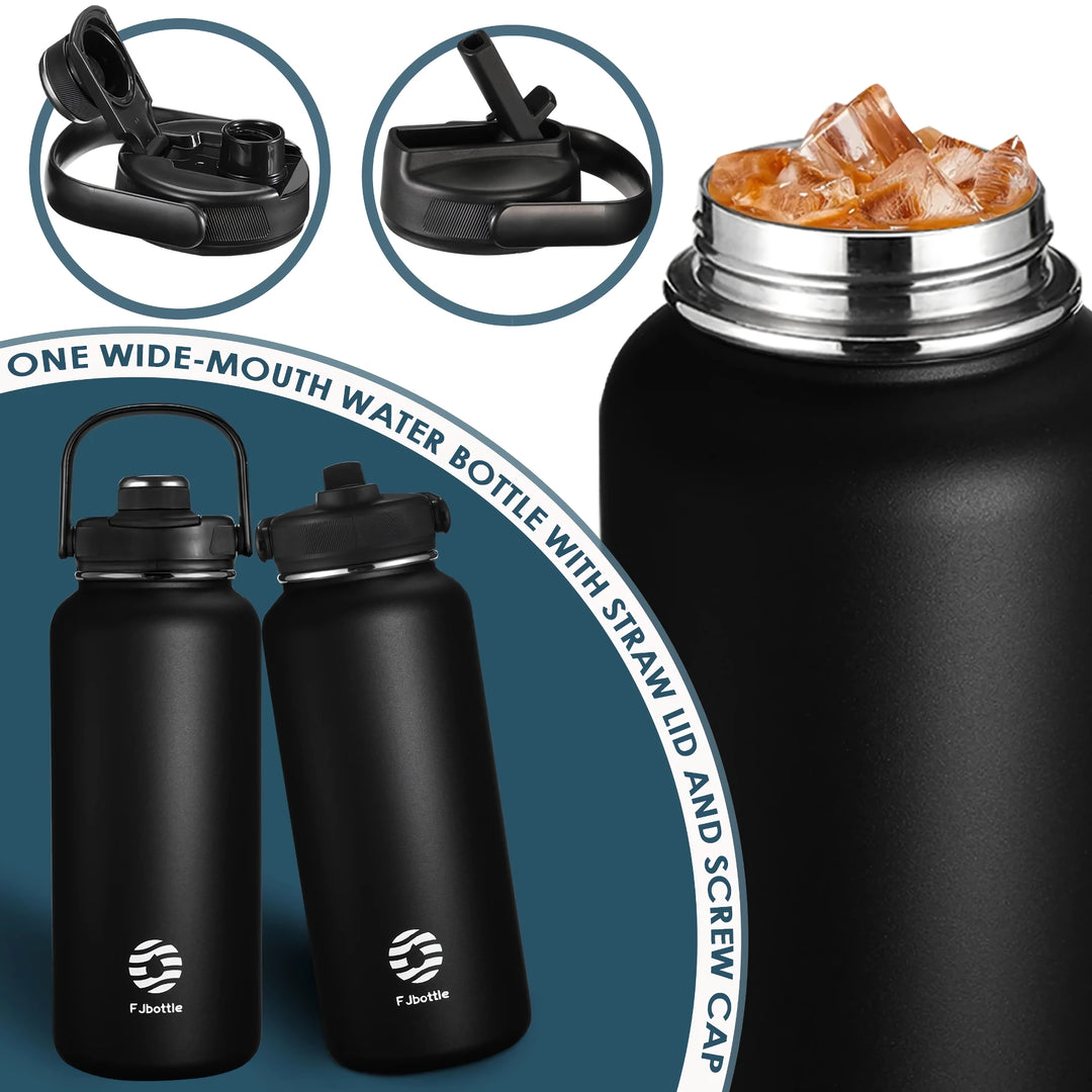 Sport Stainless Steel Insulated Water Bottle with Straw and Handle Lid - 950/1200ml