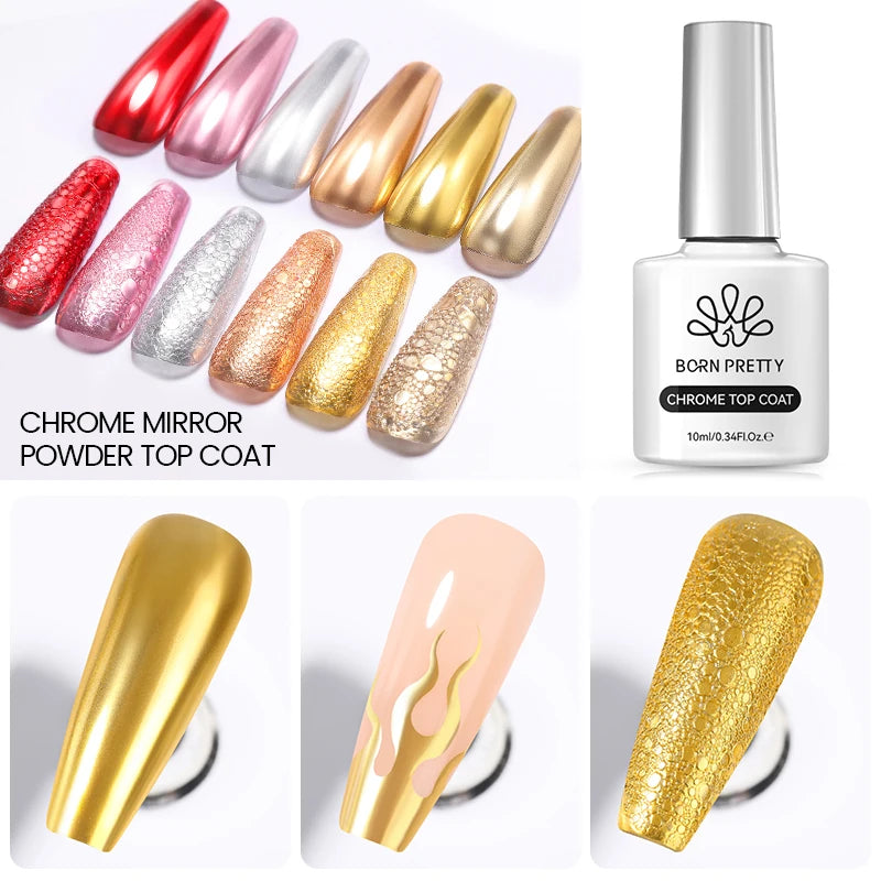 Chrome-Mirror Top Coat - Transparent Nail Gel for Stunning Shine