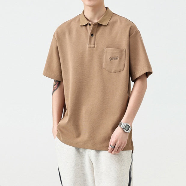 Retro Summer Breathable Lapel Short Sleeve Polo Shirt Men