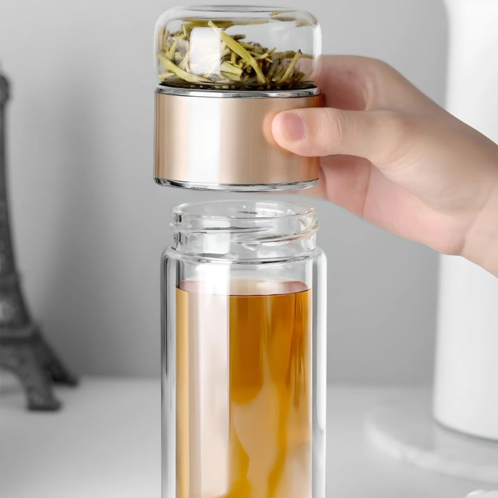 High Borosilicate Glass Tea Infuser Water Bottle