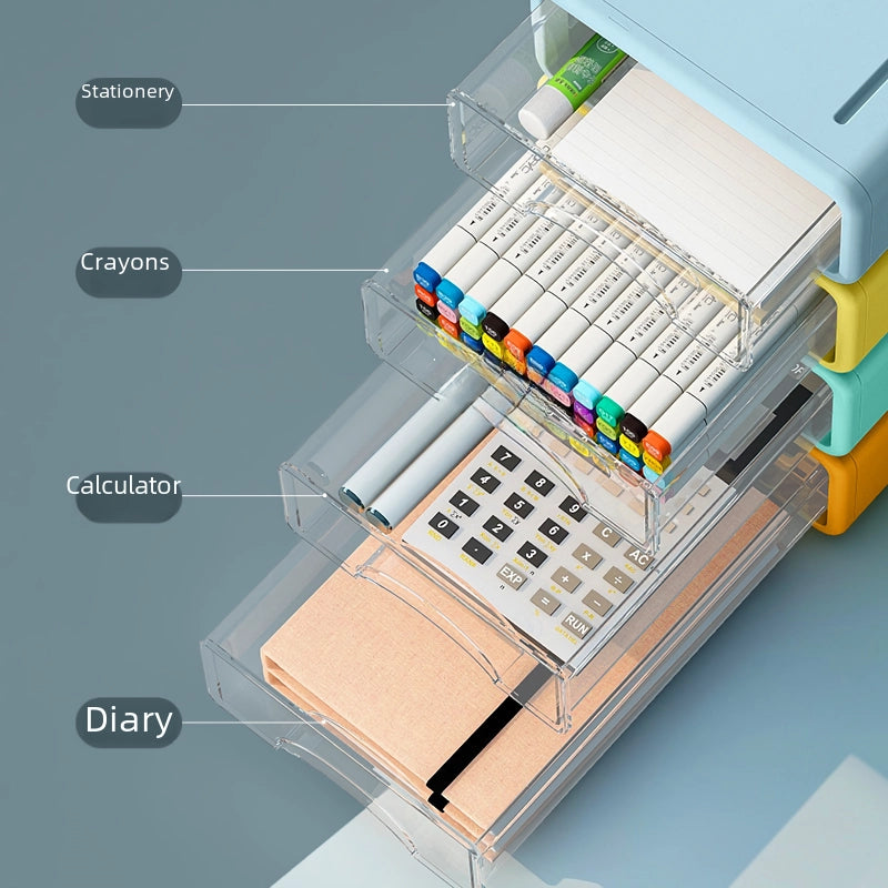 Multi-Layer Drawer Style Pen Holder and Desk Organizer