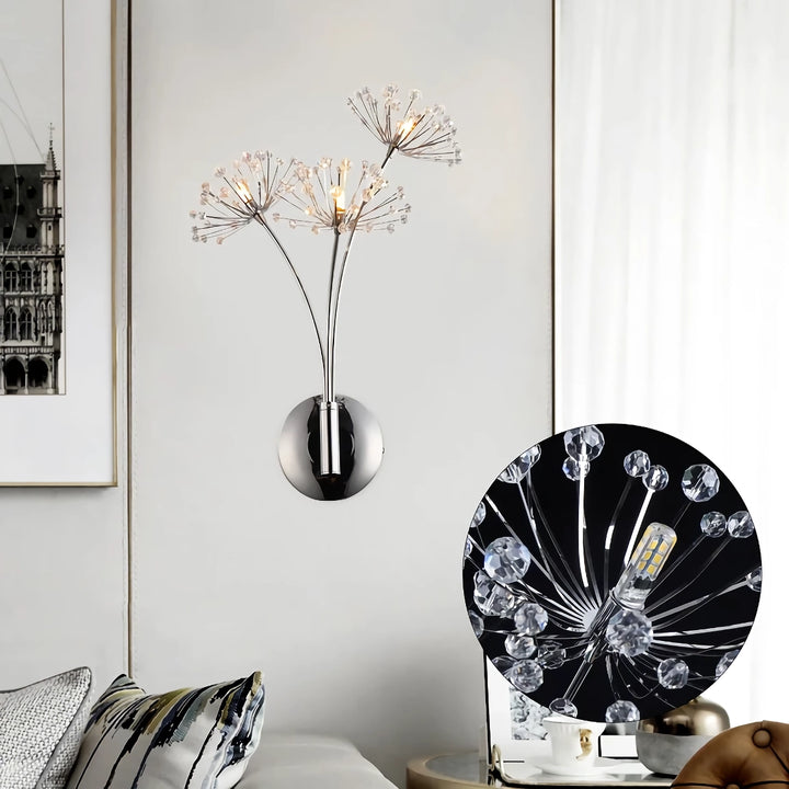 Modern Crystal Dandelion Flower Wall Lamp