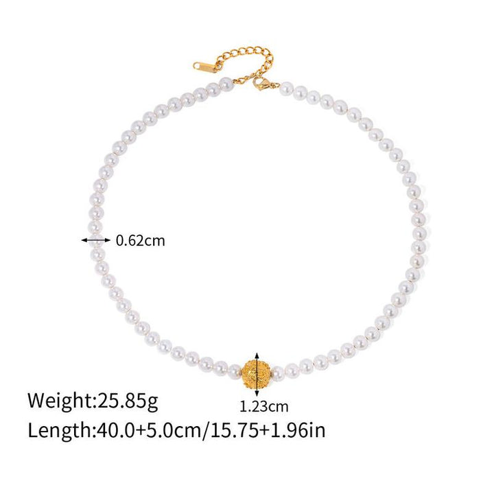 Gold Plated Stainless Steel Pearl Flower Ball Bracelet