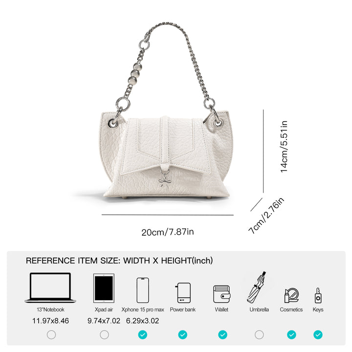 High-End Texture White Butterfly Wing Shoulder Crossbody Bag