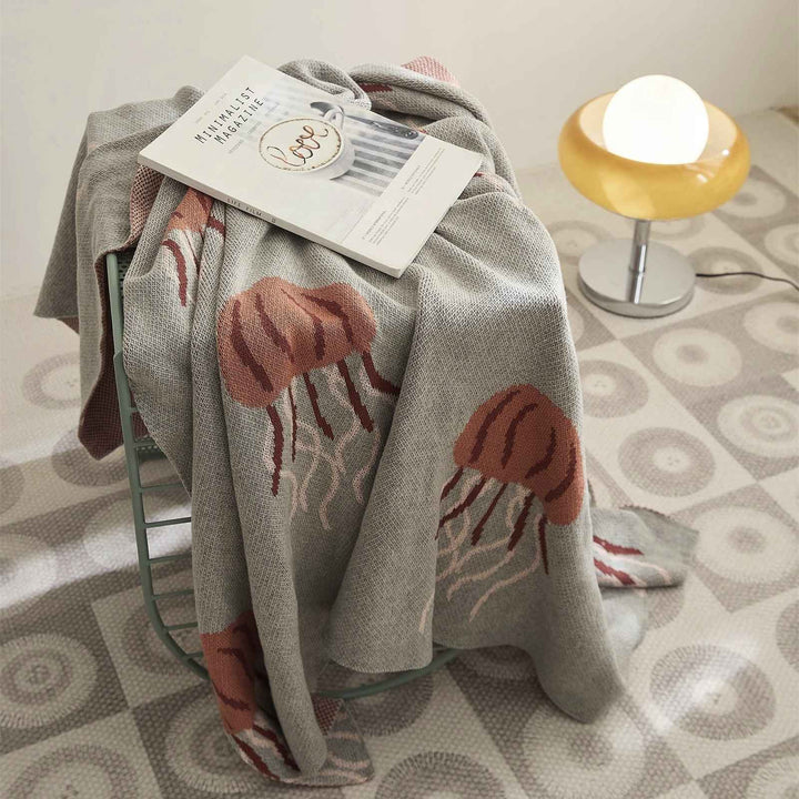 Kawaii Jellyfish Pattern Cotton Knitted Blanket