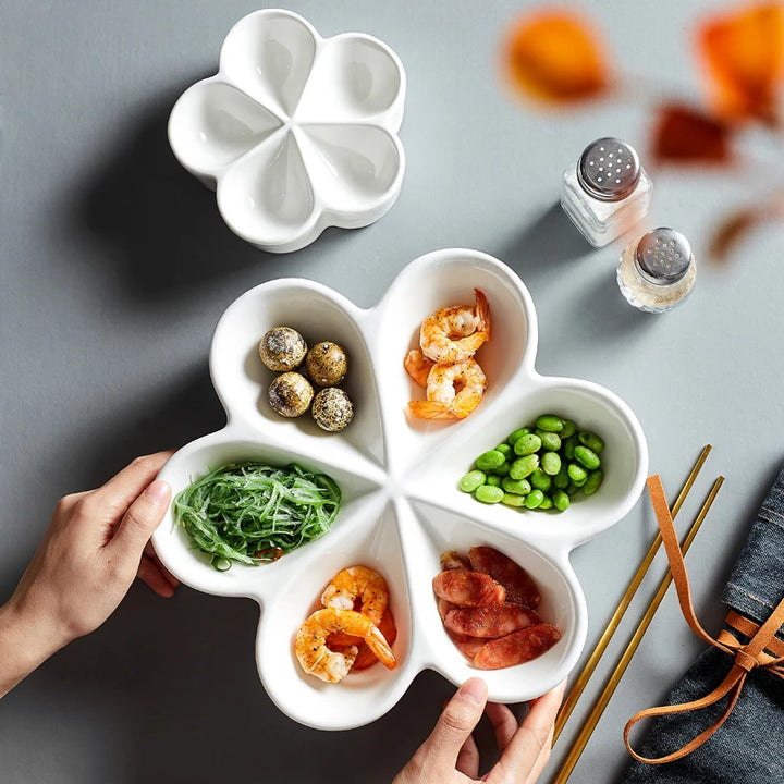 Elegant White Ceramic Fruit and Dessert Plate