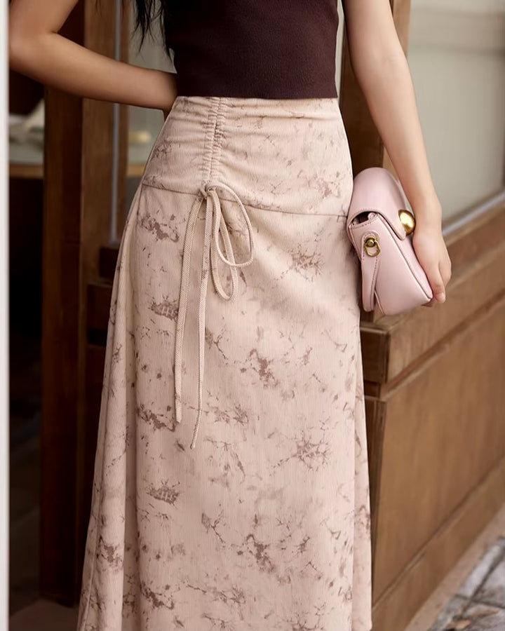 Retro Corduroy Midi Skirt for Women