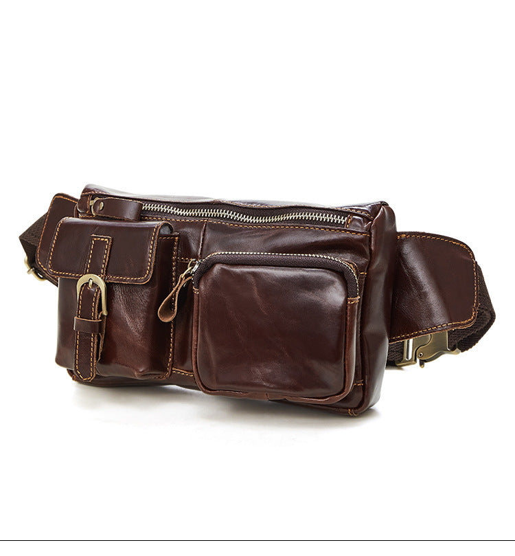 Men's Waist Bag Waist Chest Bag Retro First Layer Cowhide Leather Men's Bag