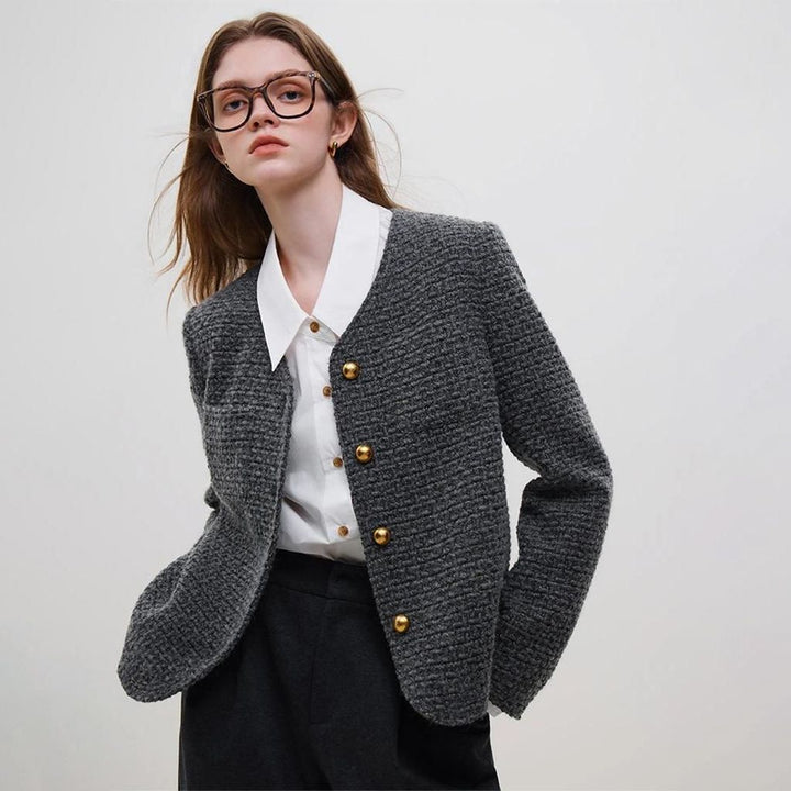 Elegant Winter Wool Tweed Jacket for Women