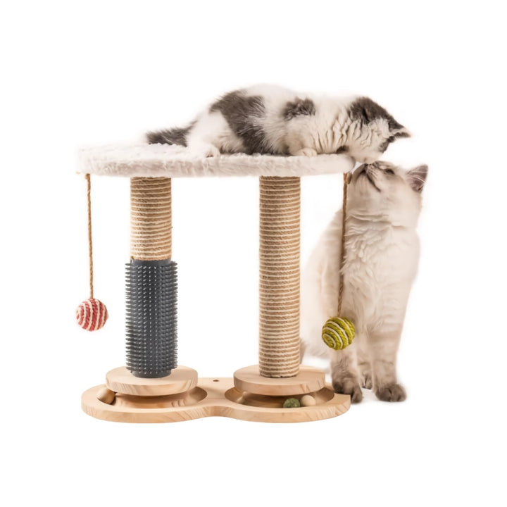 Natural Sisal Scratcher with Self-Groomer & Play Perch