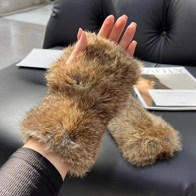 Sweet Warm And Thickened Rex Rabbit Fur Gloves