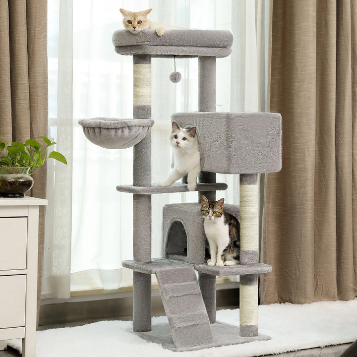 Cat Tree for Large Cats with Spacious Perch & Hammock