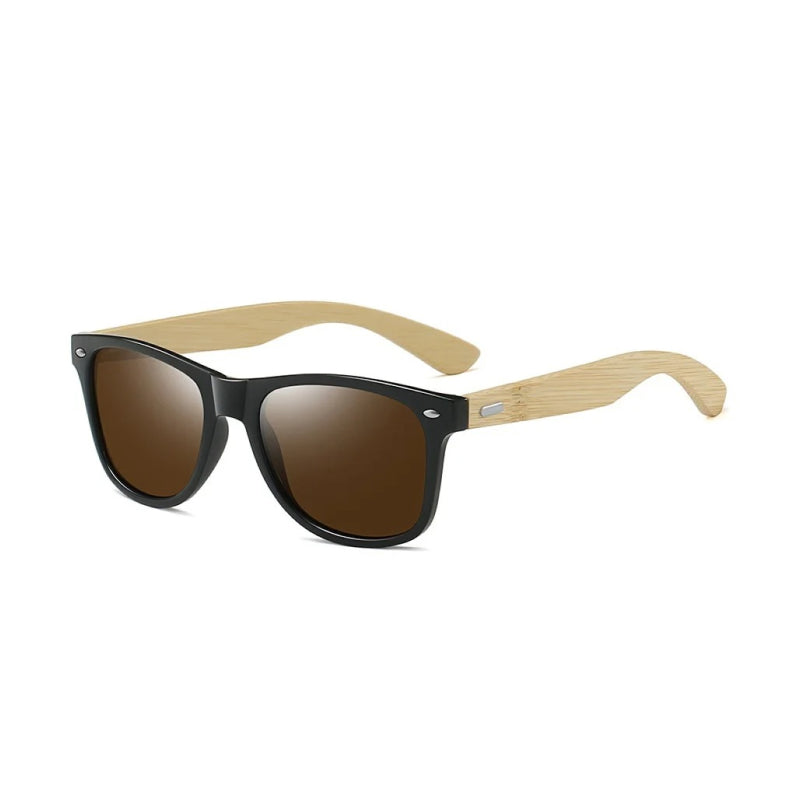 Vintage Bamboo Wood Square Sunglasses