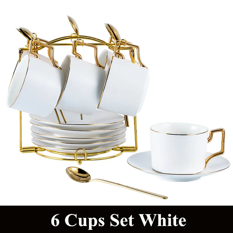 Elegant British Bone China Coffee Mug with Tray