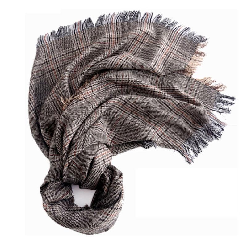 Luxury Wool Plaid Scarf for Women