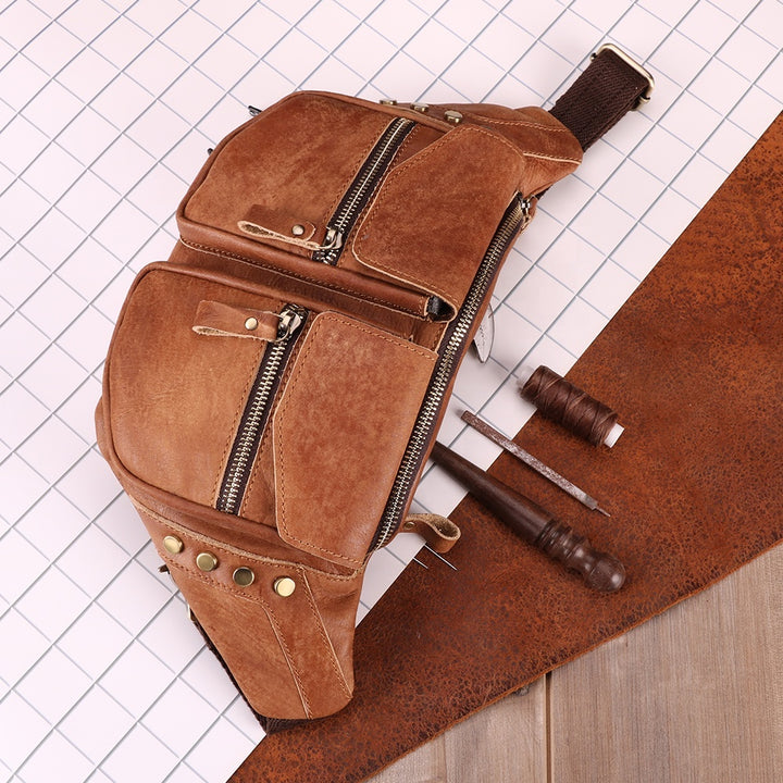 Leather Men's Outdoor Multi-function Single Shoulder Bag