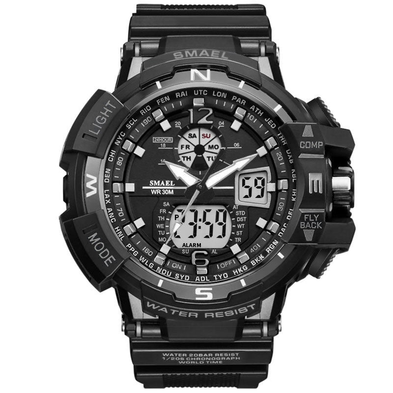 Dual display waterproof multi-function watch