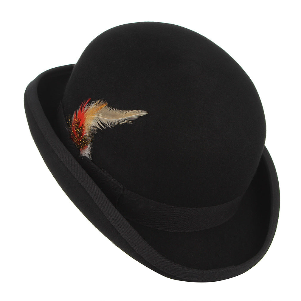 British Feather Decoration Bowler Wool Top Hat