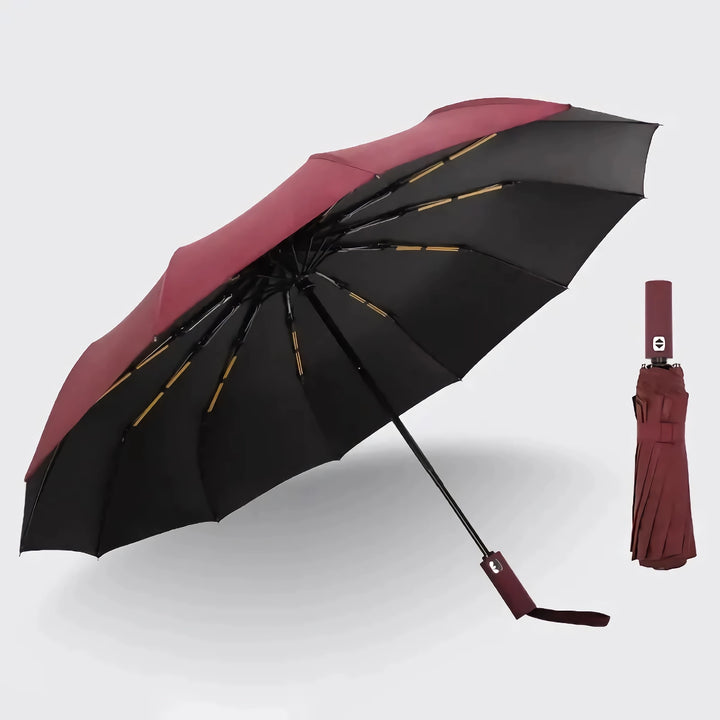 Durable Automatic Three-Fold UV Resistant Black Umbrella