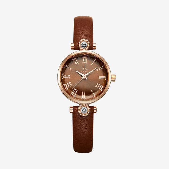 Diamond Inlaid Lady's Watch and Floral Glass Watch