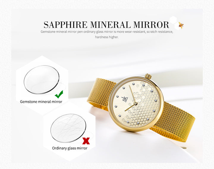 Creative Honeycomb Gold and Silver Ladies Watch