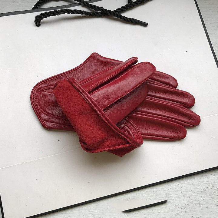 Short Leather Gloves Half Palm Sheep Models Special Wholesale Star Fashion Pure Leather