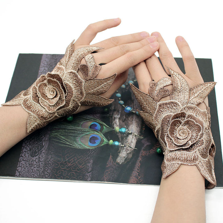 Thin Autumn Ethnic Style Embroidered Glove Wristband