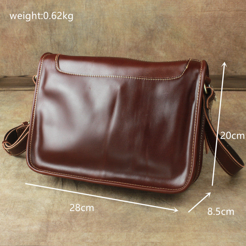 Crazy Horse Leather Casual Simple Shoulder Bag Leather Messenger Bag