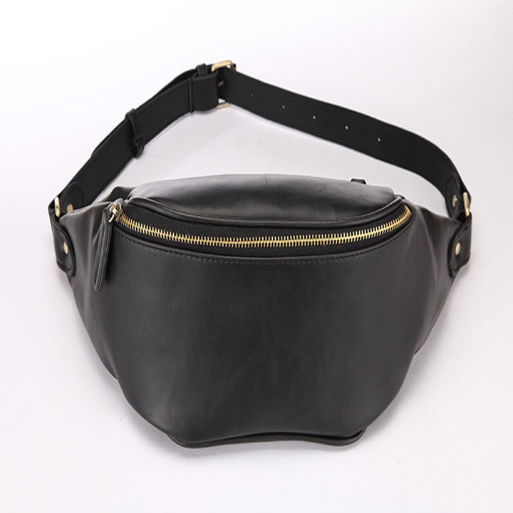 Retro Men's Waist Bag Crazy Horse PU Leather Crossbody Bag