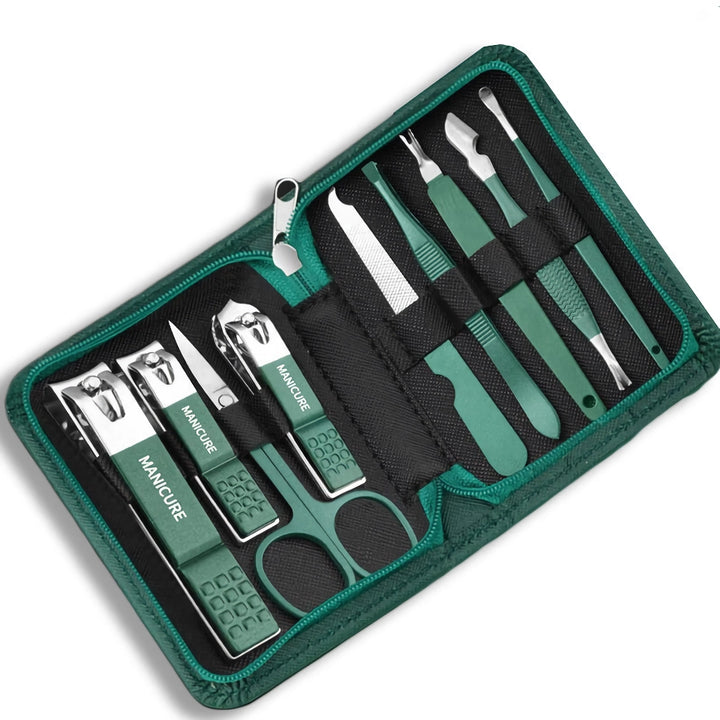 Portable 9-Piece Stainless Steel Manicure Set