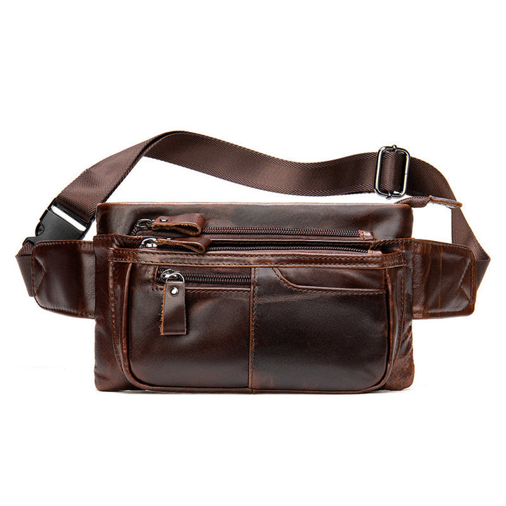 Top Layer Cowhide Casual Sports Crossbody Chest Bag