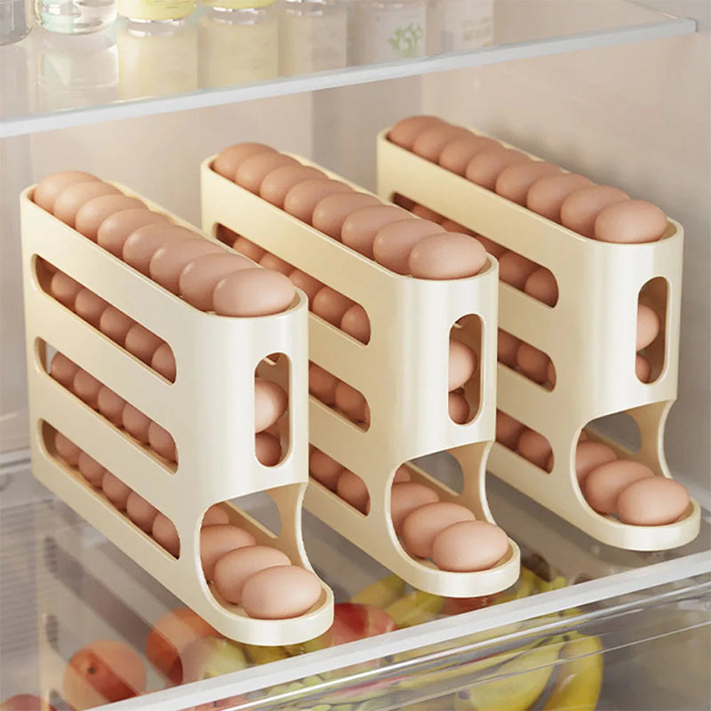 Egg Holder Organizer with Sliding Rail Shelf