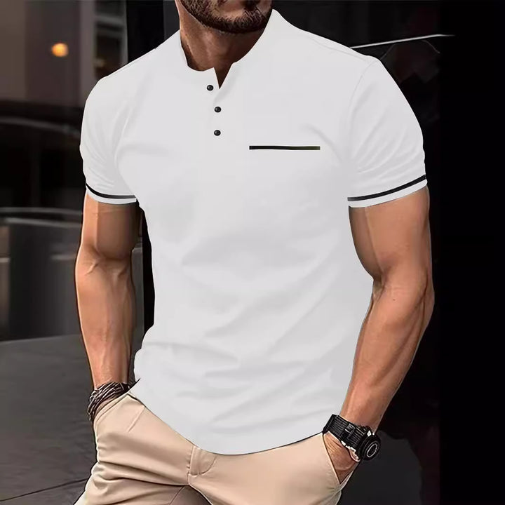 Solid Color Classic Button Stitching Short Sleeve