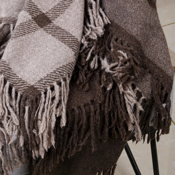 Luxury Wool Plaid Scarf Shawl